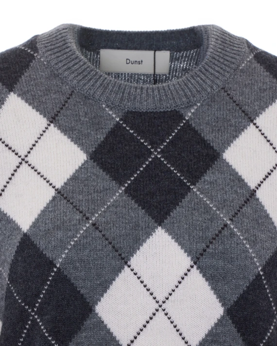 Grey sweater with Argyle motif DUNST