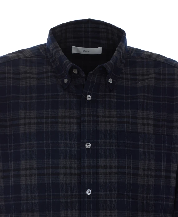 Dark navy checked flannel shirt DUNST
