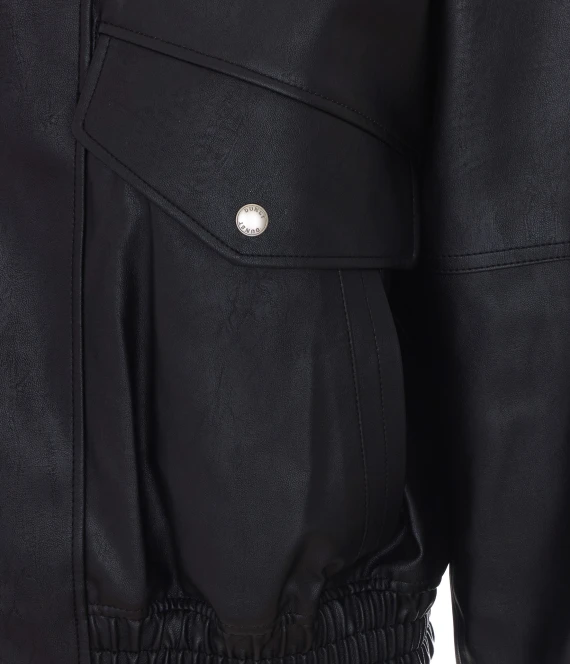 Black faux leather bomber jacket DUNST