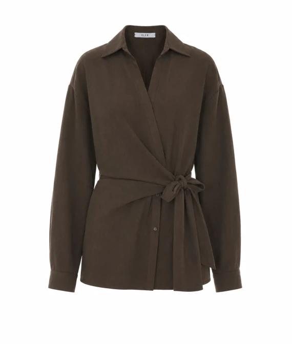 Brown Shirt with Frontal Buttons Closure
