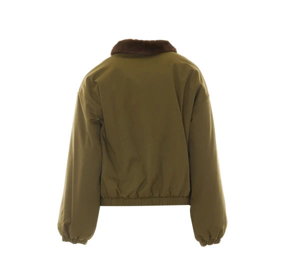 Green Bomber with Frontal Zip Closure