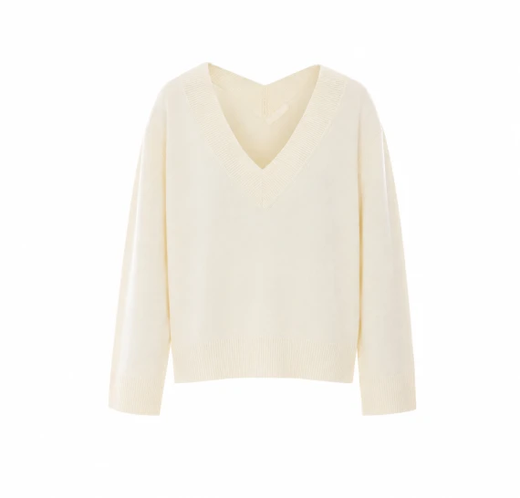 Cream V-neck sweater Eleh