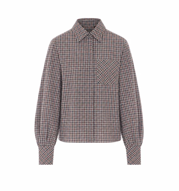 Grey cotton Kalmia check shirt essentiel antwerp