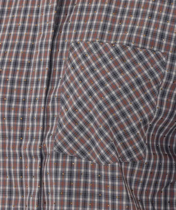 Grey cotton Kalmia check shirt essentiel antwerp