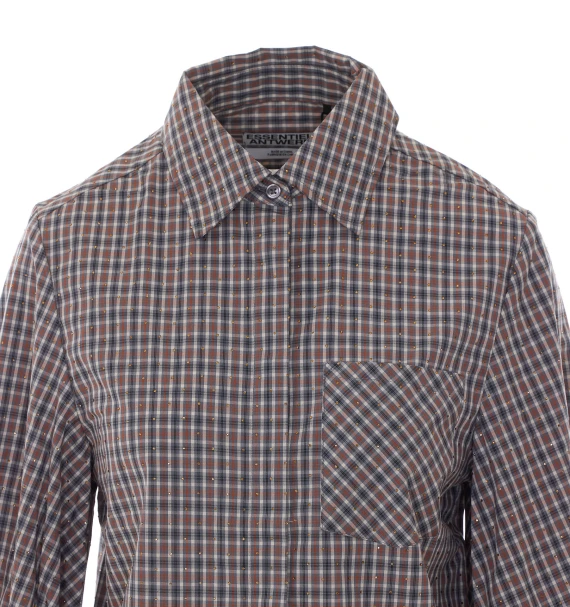 Grey cotton Kalmia check shirt essentiel antwerp