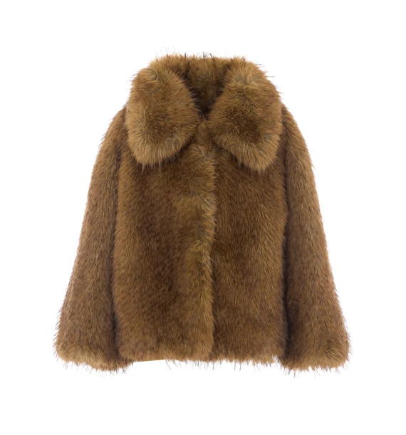 Beige Kastanje Foax Coat with Frontal Button Closure essentiel antwerp