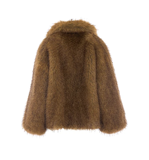 Beige Kastanje Foax Coat with Frontal Button Closure essentiel antwerp