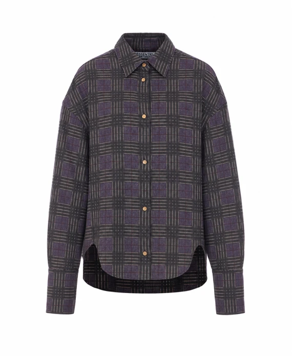 Dusty Green Kiss Check Shirt with Frontal Buttons Closure essentiel antwerp