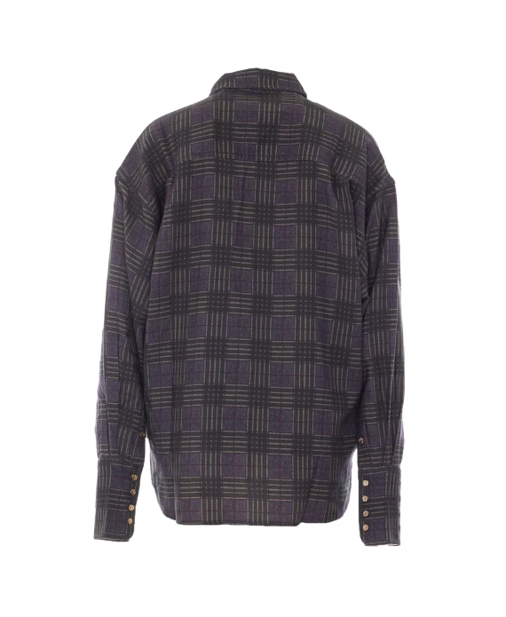 Dusty Green Kiss Check Shirt with Frontal Buttons Closure essentiel antwerp