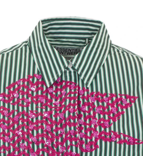 Camicia verde a righe essentiel antwerp