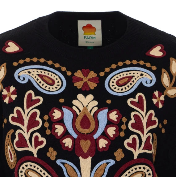 Black sweater with fringes FARM RIO
