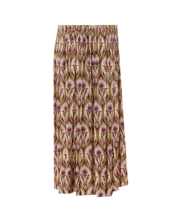 Beige pleated floral-print skirt FARM RIO