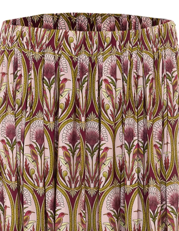 Beige pleated floral-print skirt FARM RIO
