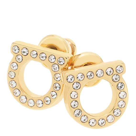 Gold Gancini Crystals Earrings