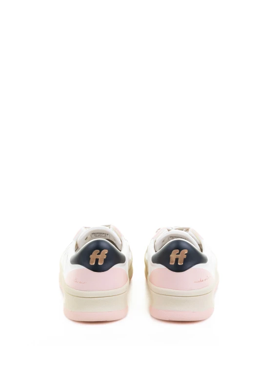 Sneaker bianco rosa in pelle