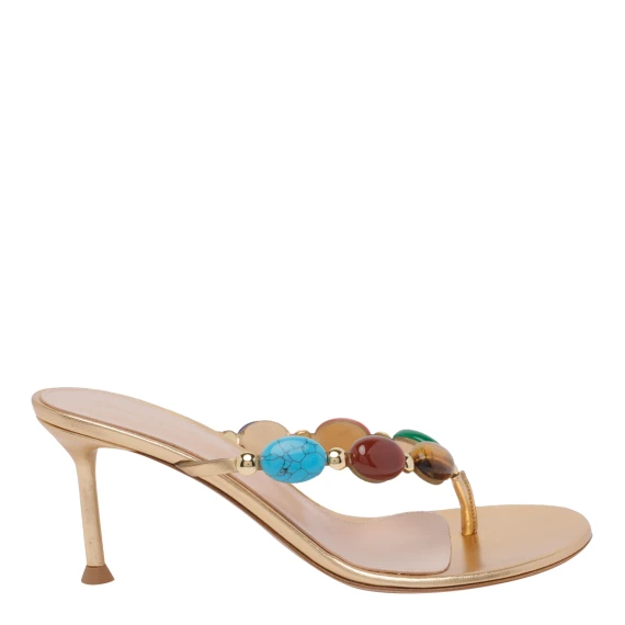 Gold Shanti Thong Pump Sandals Gianvito Rossi