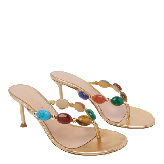 Gold Shanti Thong Pump Sandals Gianvito Rossi