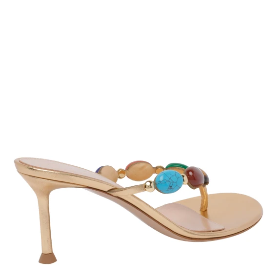 Gold Shanti Thong Pump Sandals Gianvito Rossi