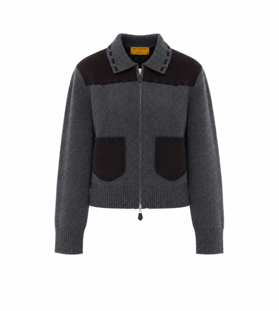 Grey and Brown Saddle Up Knitted Jacket GUEST IN RESIDENCE