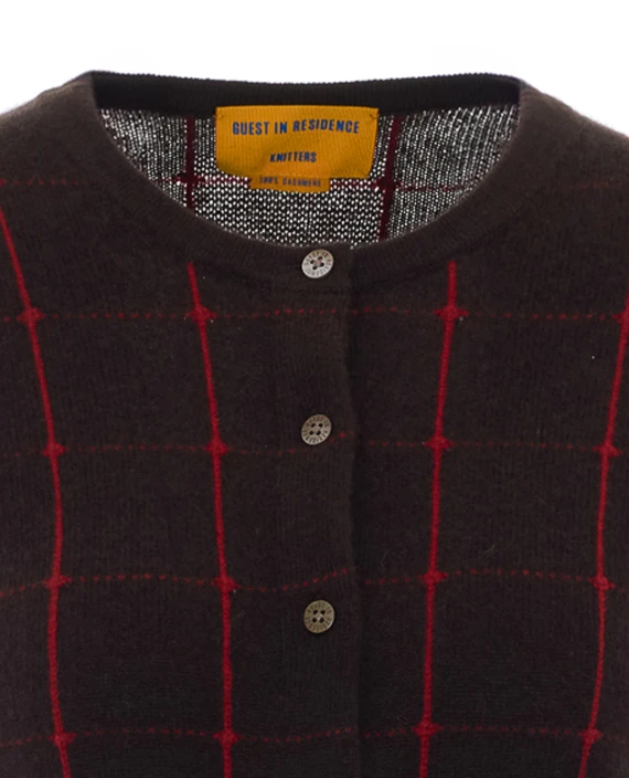 Brown Jane Checker Cardigan GUEST IN RESIDENCE