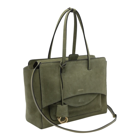 Large Suede Flap Handbag