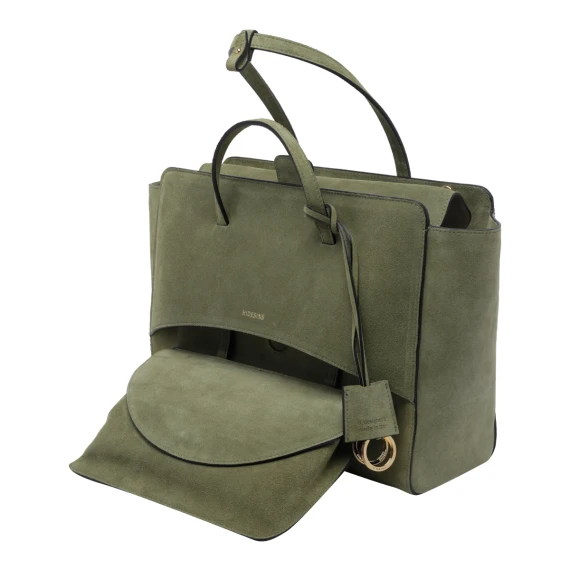 Large Suede Flap Handbag