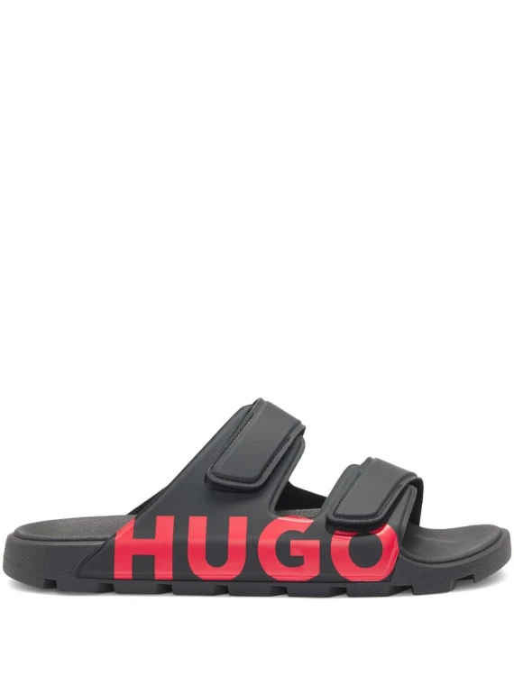 Sandalo nero logato uomo