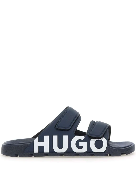 Sandalo blu navy logato uomo