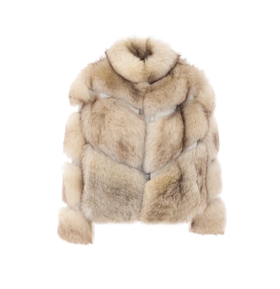 White real fur bomber IACOPA