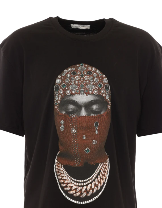 Black T-shirt with masked face print IH NOM UH NIT