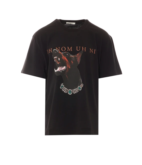 T-shirt nera con stampa frontale