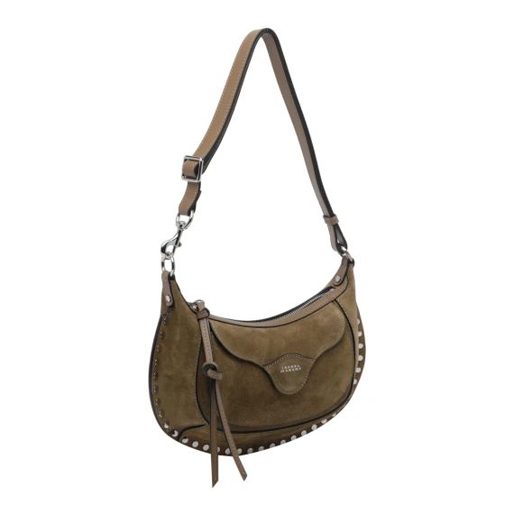 Taupe Oskan Moon Suede Shoulder Bag