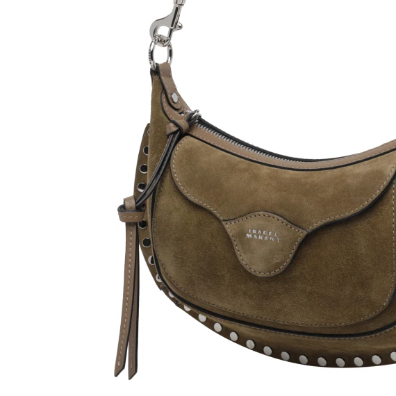 Taupe Oskan Moon Suede Shoulder Bag