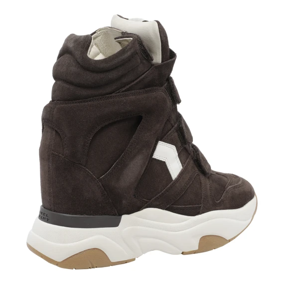 Brown suede high-top wedge sneakers isabel marant