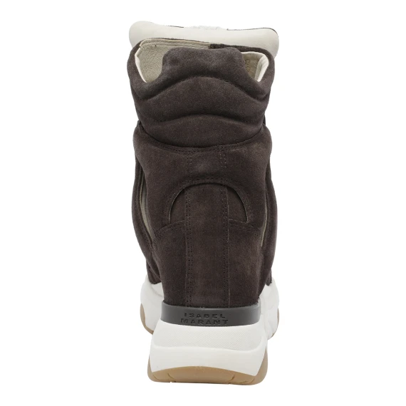 Brown suede high-top wedge sneakers isabel marant