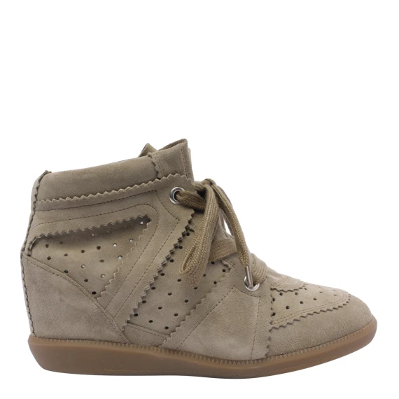 Sneakers alte Bobby in pelle scamosciata taupe