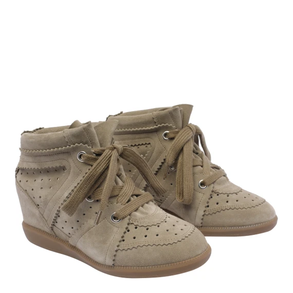 Bobby taupe suede high-top sneakers isabel marant