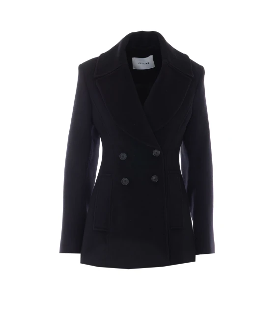 Black double-breasted coat IVY&OAK