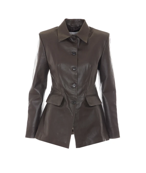 Blazer in pelle di agnello marrone IVY&OAK