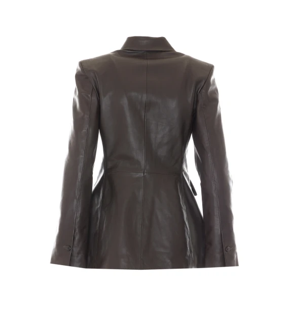 Blazer in pelle di agnello marrone IVY&OAK