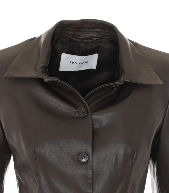 Blazer in pelle di agnello marrone IVY&OAK