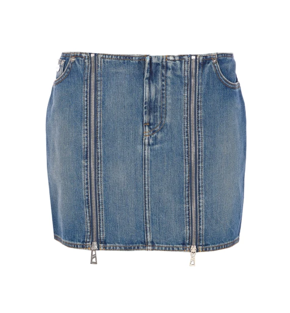 MINI DENIM FRONT ZIPPED SKIRT