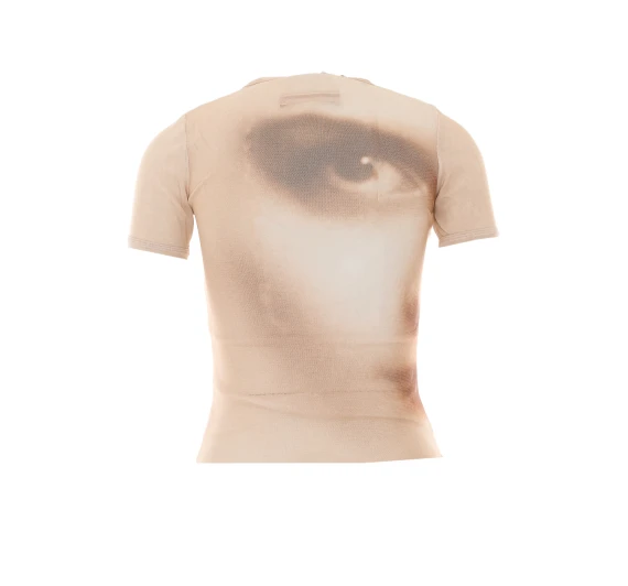 T-shirt beige con stampa volto JEAN PAUL GAULTIER