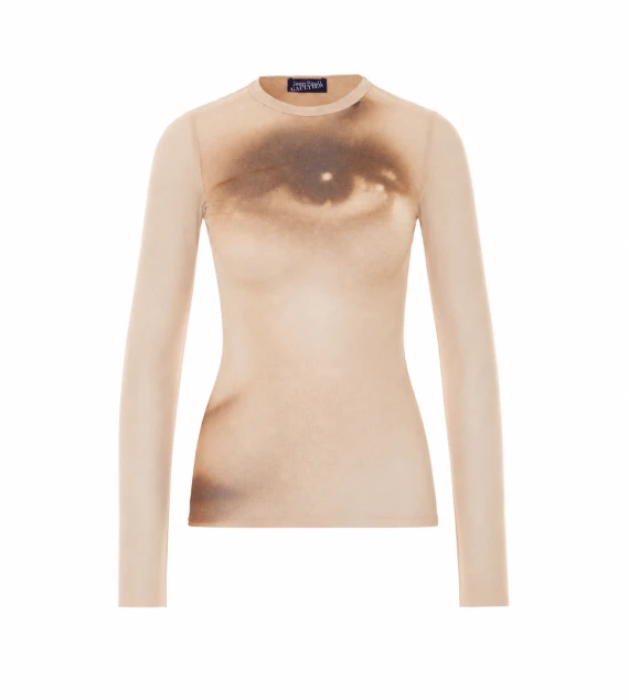 Top beige a maniche lunghe