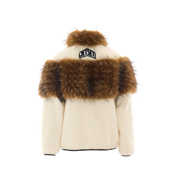 White padded bomber jacket with teddy-effect inserts Jet Set