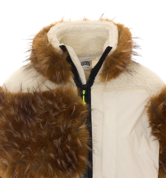 White padded bomber jacket with teddy-effect inserts Jet Set