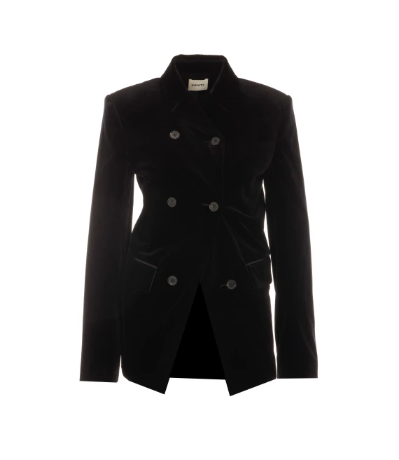 Black stretch velvet blazer KHAITE