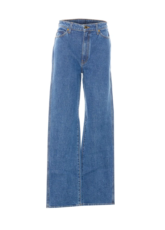 Jeans Danielle svasati in denim blu chiaro KHAITE