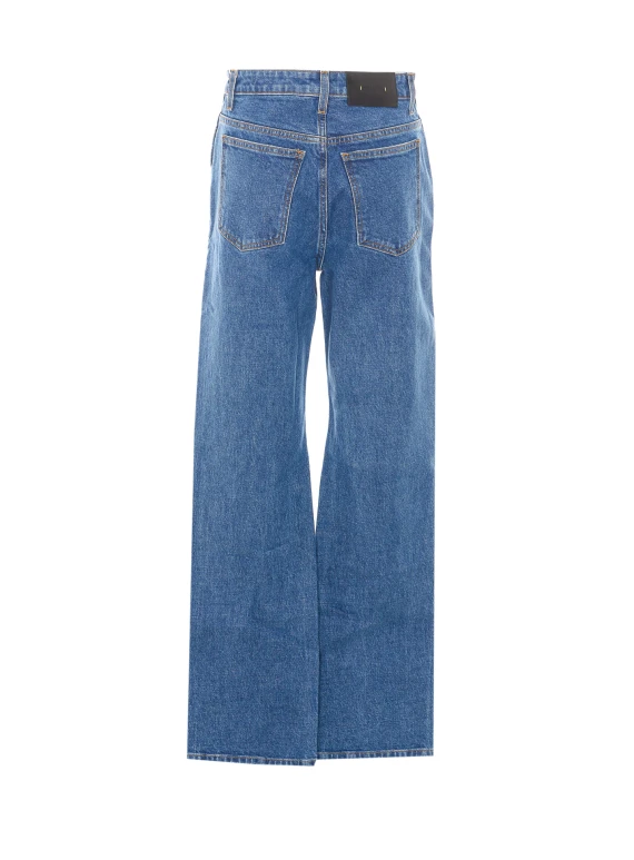 Jeans Danielle svasati in denim blu chiaro KHAITE