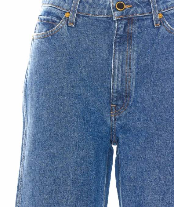 Jeans Danielle svasati in denim blu chiaro KHAITE